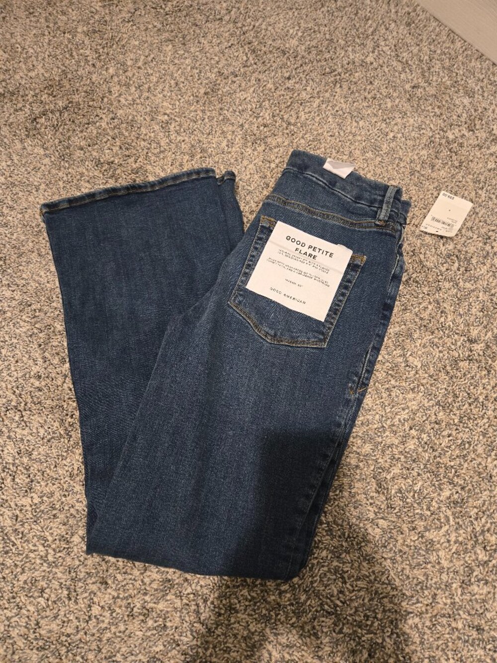 NWT Good American Good Petite Flare Jeans Dark Wash 6/28